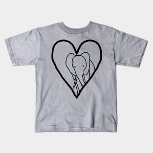 My Valentine Elephant Line Drawing Kids T-Shirt